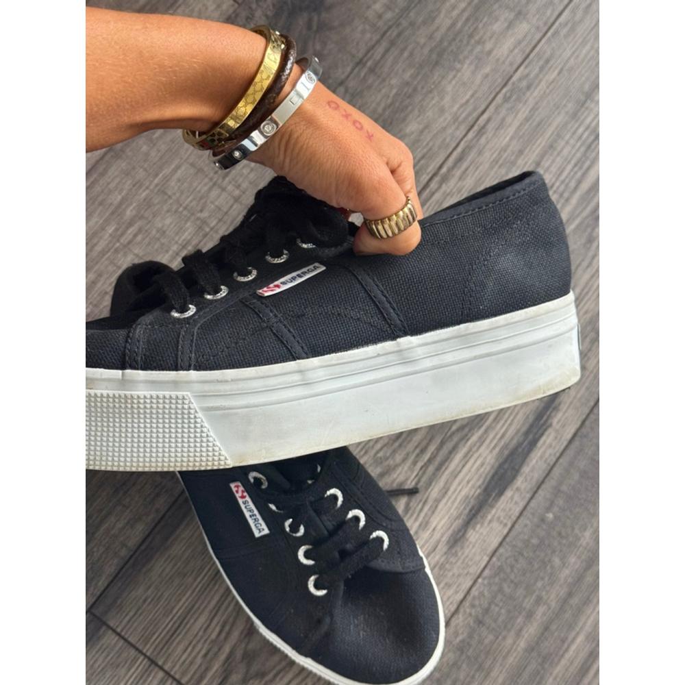 SUPERGA Black Canvas Platform Fashion Sneakers Womens Size 7, Mens Size 5.5 - Picture 8 of 13